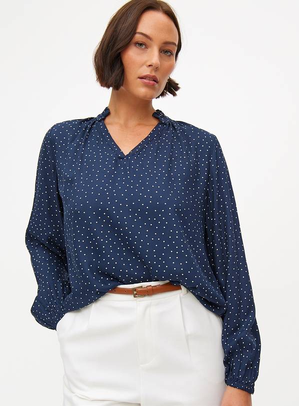 Navy Spot Popover Blouse 8